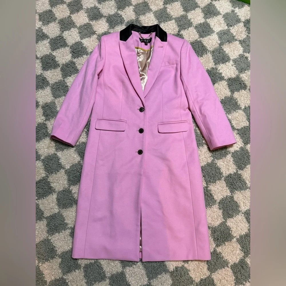 J. CREW Alfie topcoat in Italian wool, polyamide, cashmere blend Barbie pink 6P